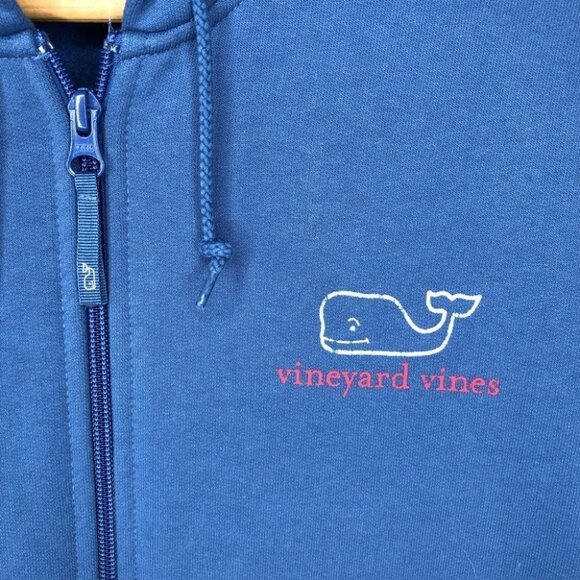 MEN'S Vineyard Vines Layering Cornflower Blue Zip Up Hoodie Whale Graphic Small - Picture 2 of 8